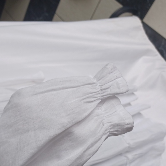 NWT Altar'd State Cotton Ruffled Tiered Mini Dress Size M White Boho Milkmaid - Picture 3 of 8